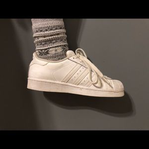 Adidas all white Superstars